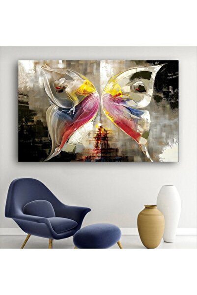 KanvasSepeti Pictură în ulei Butterfly Women Canvas Canvas Canvas Art Print