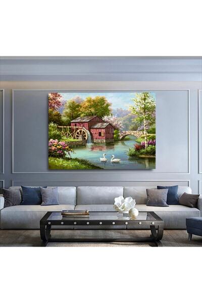 Tablo Deposu Swan House Landscape Canvas Smiley Painting