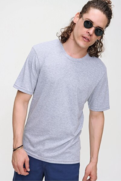 CHUBA Ανδρικό μπλουζάκι με γκρι Premium Crew Neck Textured Regular Fit Basic ...
