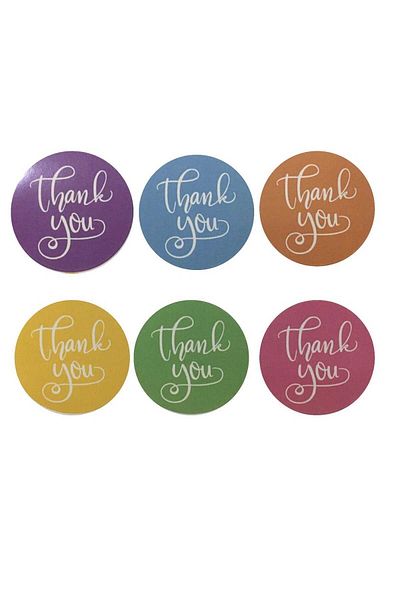 gg gençgirişimci Coated Sticker - Thank You Mixed Color - (4x4cm) 70 Pieces