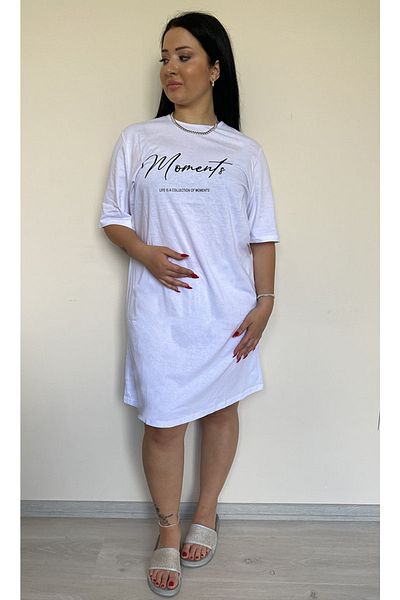Butik Nilyam Plus Size Women's T-Shirt Dress 21016 White
