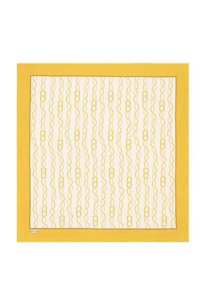 Bursa İpek Acid Green Chain Pattern Twill Silk Scarf