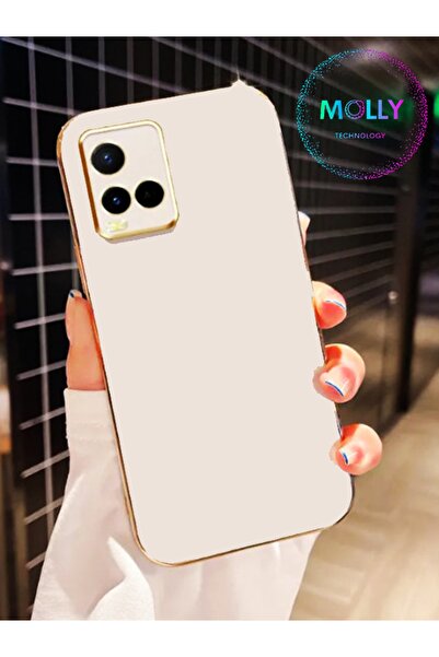Molly Technology جراب سيليكون فاخر لهاتف Vivo Y21s مع حواف بيضاء لؤلؤية وتفاص...