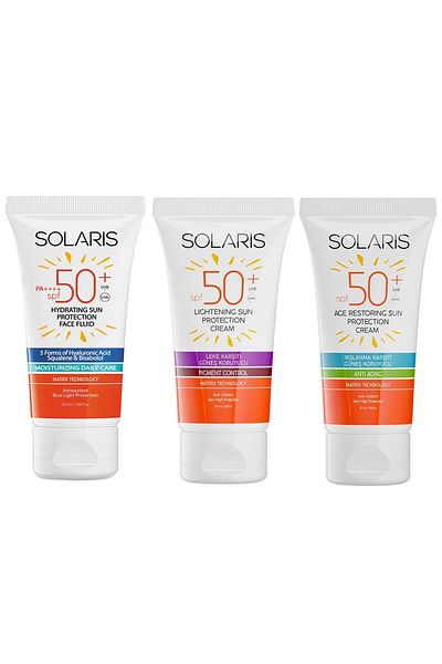 SOLARIS Spf 50 Sunscreen Set for All Skin Anti-Blemish and Anti-Aging and Moisturizing Effect