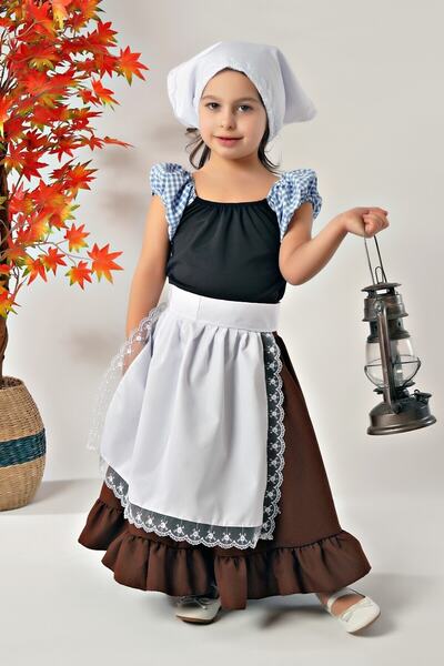 Beşik Kostüm Avrupa Orta Çağ Köylü Kız Çocuk Kostümü