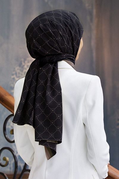 Vissona Γυναικείο σάλι Luxury Medina Silk Μαύρο - Χρώμα πέτρας