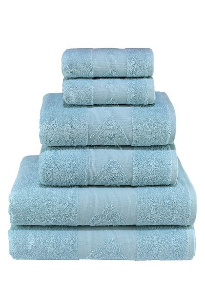 TEXTILE COLORS Beta Fish Patterned 100% Cotton Bath Towel Set 6 Pieces, -Comfort