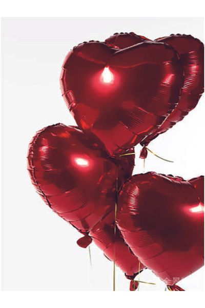 NONYA Heart Balloon Red Foil 60 cm 5 Pieces