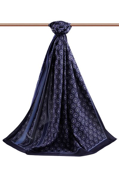 Vissona Γυναικείο πολυτελές μεταξωτό σάλι Medina Navy Blue-3