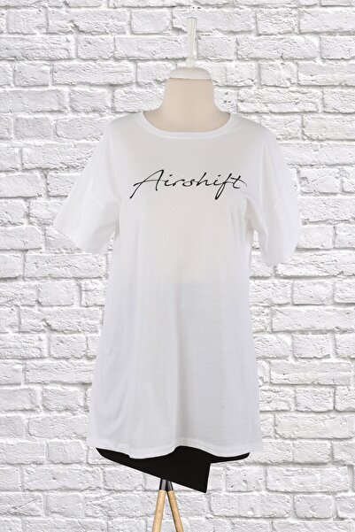 DİVİSTA Tricou de bază cu decolteu alb pentru femei, cu fante laterale