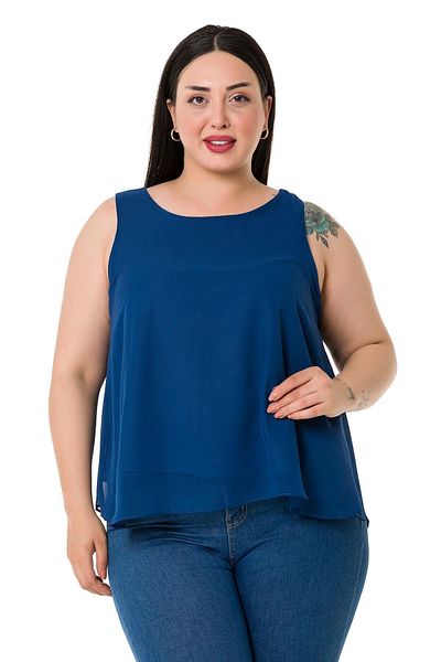 DISENTIS MODEST Μπλούζα σιφόν Navy Blue με λεπτομέρεια στην πλάτη γραβάτας