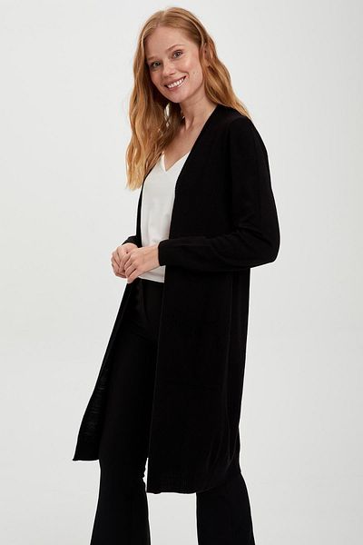 DeFacto Long Basic Knitwear Cardigan - Regular Fit and Pocket Detail