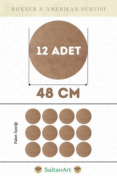 SaltanArt 48 εκ. Διάμετρος 12 τμχ Φόρτες American Service Runner MDF Drolit Magnet Six Ξύλο 3 χιλιοστά (2,7 χιλιοστά) Πάχος