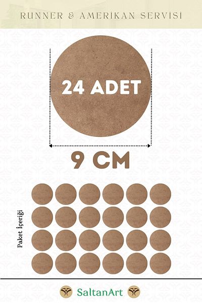 SaltanArt 9 εκ. Διάμετρος 24 τμχ Φόρτες American Service Runner MDF Drolit Magnet Έξι Ξύλο 3 χιλιοστά (2,7 χιλιοστά) Πάχος
