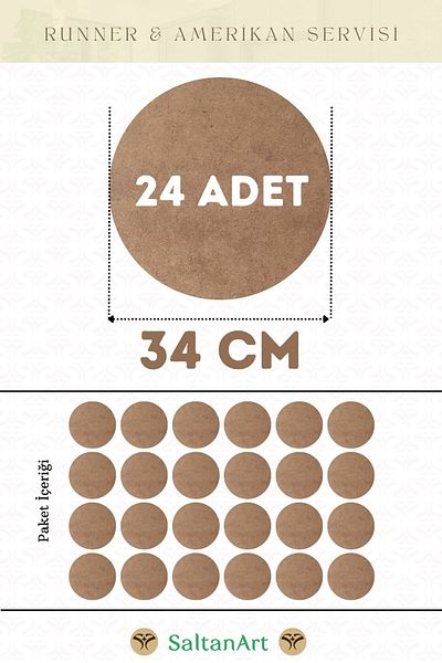 SaltanArt 34 εκ. Διάμετρος 24 τμχ Φόρτες American Service Runner MDF Drolit Magnet Six Ξύλο 3 χιλιοστά (2,7 χιλιοστά) Πάχος