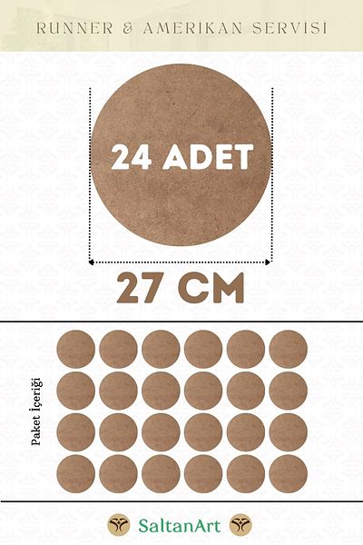 SaltanArt 27 εκ. Διάμετρος 24 τμχ Φόρτες American Service Runner MDF Drolit Magnet Six Ξύλο 3 χιλιοστά (2,7 χιλιοστά) Πάχος