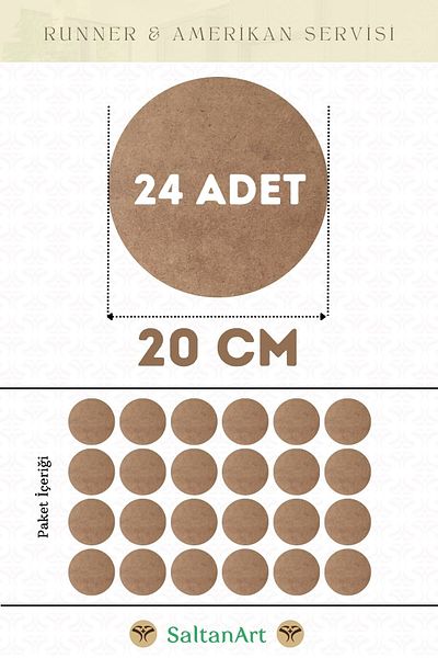 SaltanArt 20 εκ. Διάμετρος 24 τμχ Φόρτες American Service Runner MDF Drolit Magnet Six Ξύλο 3 χιλιοστά (2,7 χιλιοστά) Πάχος