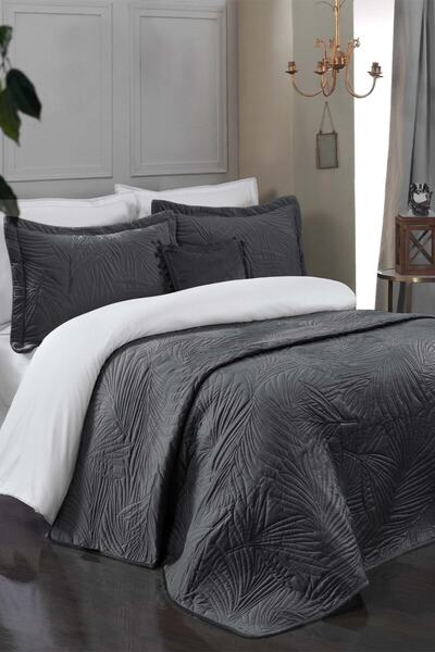 Sarev Clara Dark Gray Double Bed Cover Set