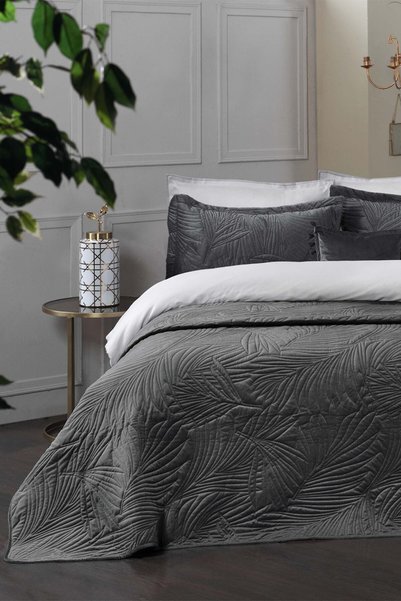 Sarev Clara Dark Gray Double Bed Cover Set
