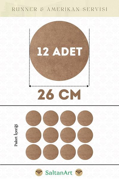 SaltanArt 26 εκ. Διάμετρος 12 τμχ Φόρτες American Service Runner MDF Drolit Magnet Six Ξύλο 3 χιλιοστά (2,7 χιλιοστά) Πάχος