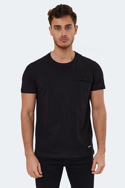 Slazenger Tricou negru cu mânecă scurtă pentru bărbați - KAURI