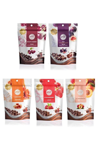 Elit Çikolata Çikolata Kaplı Meyve Küpleri 125g 5'li Set