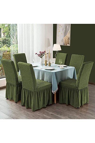 Bright Home غطاء كرسي برايت هوم مع تنورة، مطاط، غطاء كرسي مرن 6 قطع