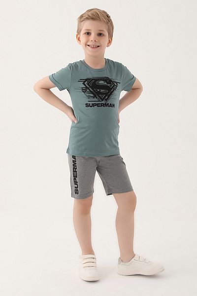 Superman Boy's Capri Set - L1644-3 Pastel Green
