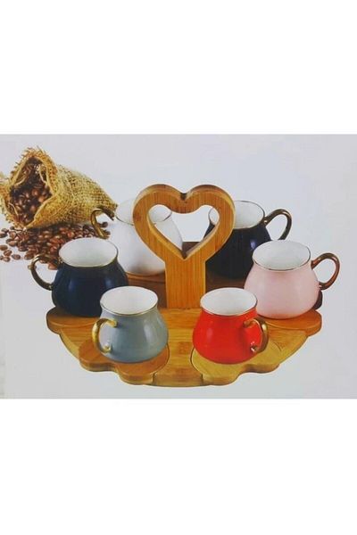 TEKBİR PORSELEN Aknur Plastic-Colored Turkish Coffee Cup with stand