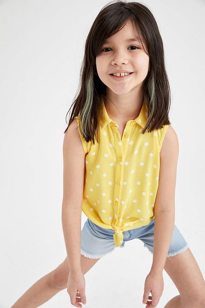 DeFacto Girl's Polka Dot Tied Sleeveless Shirt