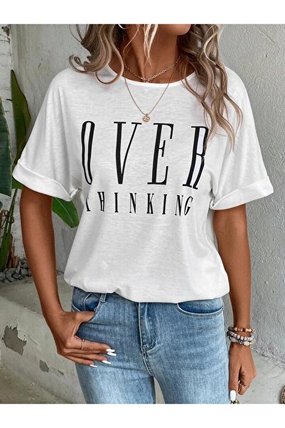 AFROGİYİM Γυναικείο μπλουζάκι Oversize με στάμπα Oversize