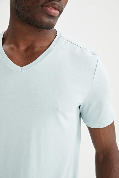 DeFacto Базовий бавовняний трикотаж з начісуванням V-подібним вирізом