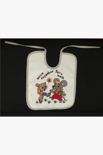 GREY Printed Baby Bib / Drool Bib