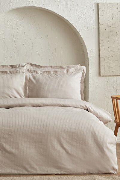 Karaca Home Uniq 100% Cotton Satin Double Duvet Cover Set Stone