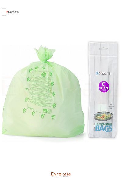 Brabantia Evrekala Shop Garbage Bag 10-Piece Brabantia Garbage Bag 10Lt - 12Lt Eco-Friendly Dissolving Bag