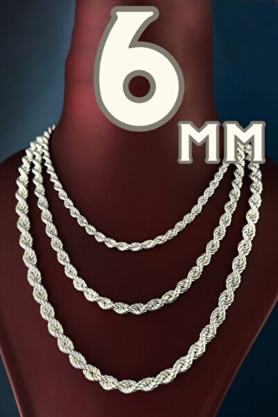 Diriliş Takı Burgu Zincir Gümüş Kolye 6 mm