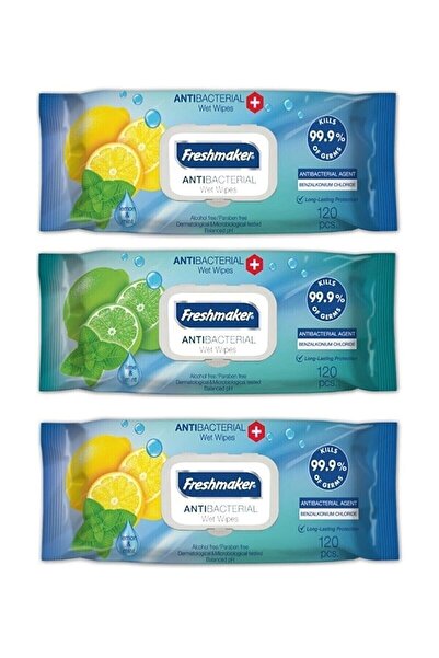 Freshmaker Antibakteriyel Islak Havlu Mendil 120'li 3 Paket