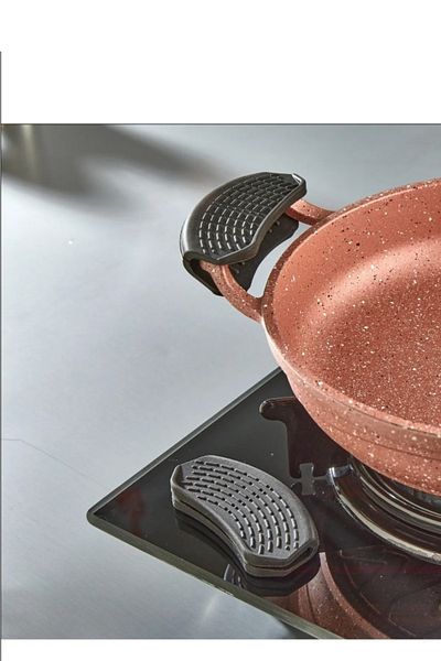 BÜYÜLÜ HOME 2PCS Silicone Pot Pan Holder Fireproof Non-Stick Handle Set Red 9x4 Cm