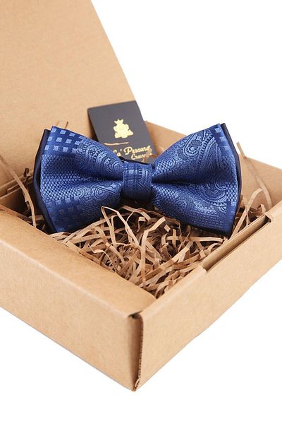 Kravatkolik Blue Self Pattern Bow Tie P1516