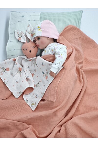 Yada Baby طقم بطانية وطبقة مزدوجة منقوشة من القطن العضوي بنسبة 100%