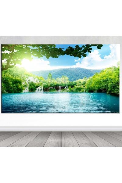HDART Dev Boyut Göl Ve Orman Manzara Kanvas Tablo -100x140 Cm Sb-93919