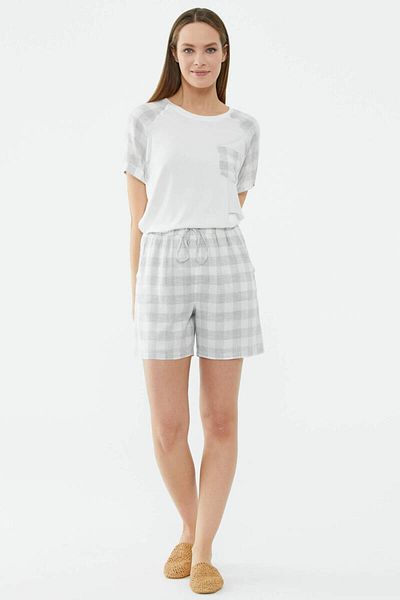Sementa Plaid Pattern Shorts Set - Ecru