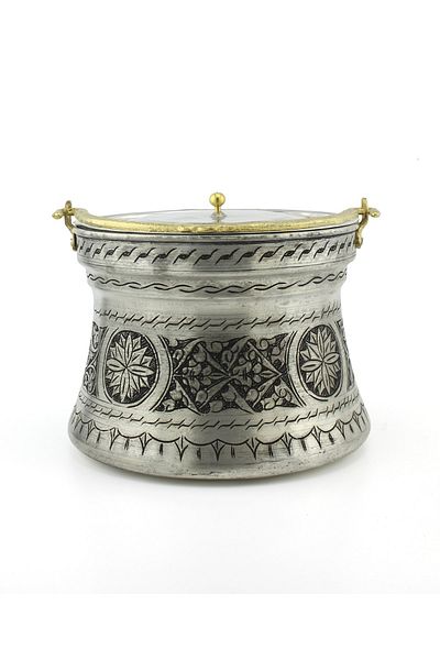MORYA Embroidered Antique Pewter Yogurt Copper Copper 5 Lt
