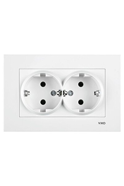 VİKO Karre Ikili Beyaz Sıva Altı Topraklı Priz