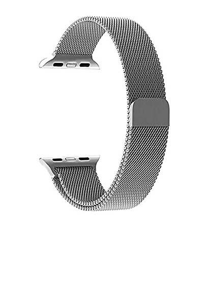 Mopal Apple Watch 2 3 4 5 Uyumlu 42mm Ve 44mm Metal Hasır Kordon Gümüş