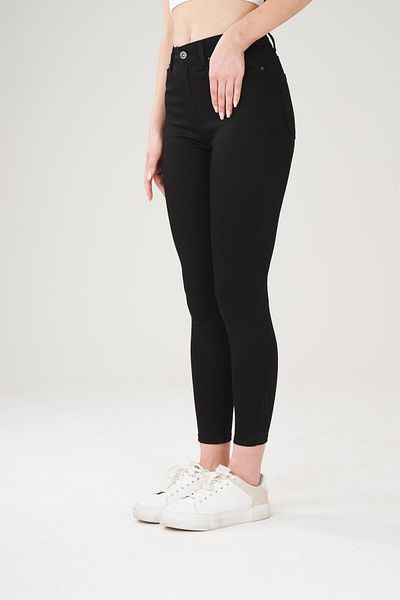 citycenterfashion Γυναικείο μαύρο ψηλόμεσο παντελόνι Lycra 5 Pocket Gabardine cty-abr-9023