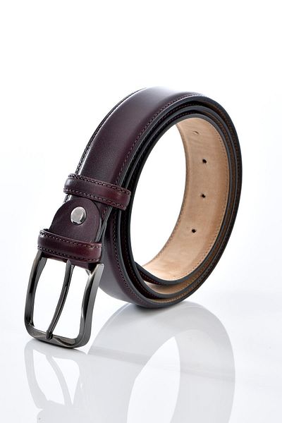 DERİEND Claret Red Men's Belt - Genuine Leather