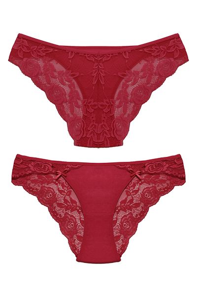 Liona Plum Petrol Green Salmon Color Options Lace Back Women's Bikini Panties