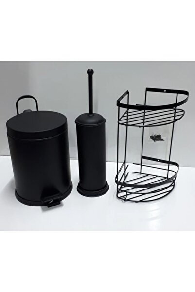 banyosepeti Banyo Aksesuar Set Pedallı Çöp Kovası Biyeli Tuvalet Fırçası 2 Li...