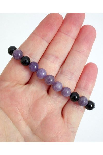 MMZ STORE Tourmaline - Lepidolite Natural Stone Bracelet 8 mm